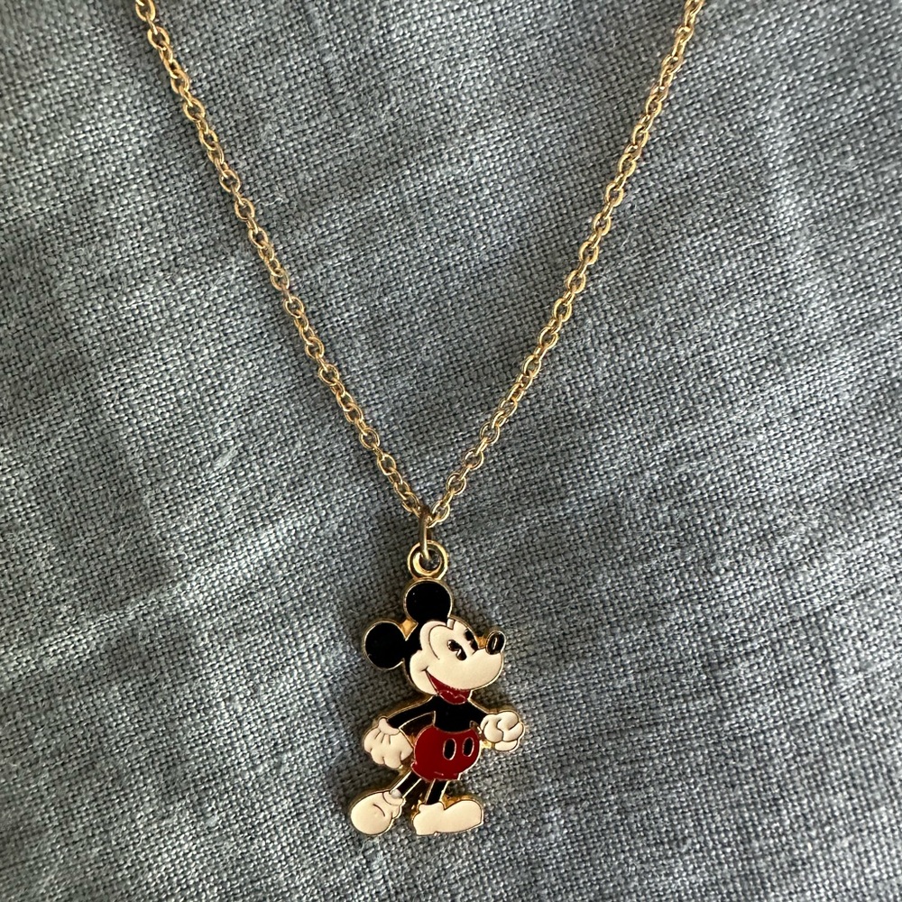 Adorable vintage gold tone Mickey Mouse necklace